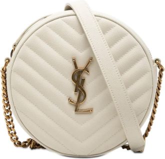 Saint Laurent Pre-owned Saint Laurent Grain De Poudre Chevron Round Vinyle Camera Bag Ladies YQXYIF61PHZSPGJY