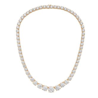 Diana M. Jewels 14kt Rose Gold 15cts lab grown Round diamond 4 Prong Graduated tennis necklace