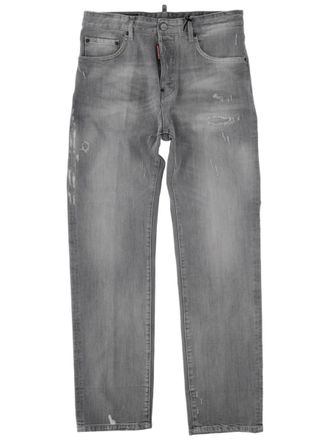 Dsquared2 Relaxed Fit Distressed Grey Wash Cotton Jeans