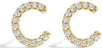 House of Brilliance 10K Gold 1/10 Cttw Diamond Initial A to Z Stud Earring in Yellow Gold | C at Nordstrom