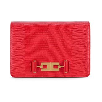Elisabetta Franchi Schoudertas met Groumette Ketting - Dames - Tassen - Rood - Maat: ONE Size Leer