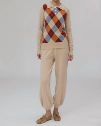 Madeleine Thompson Magpie Long Sleeve Top In Rusty Red Mix