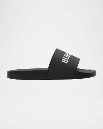 Burberry Men & apos;s Logo Contoured-Insole Slide Sandals