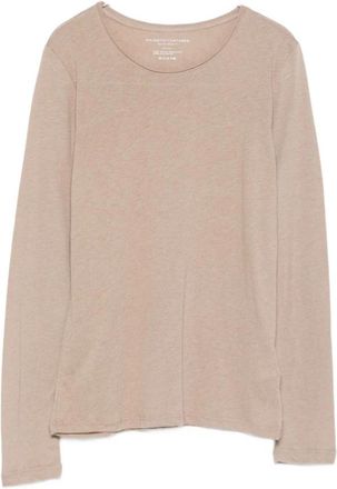 Majestic Filatures Beige Trui voor Vrouwen Aw 25 - Dames - Longsleeves - Beige - XL - Katoen - Tops