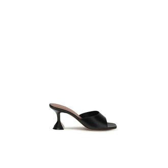 Amina Muaddi Bos Taurus Stiletto Hak Sandalen - Dames - Muiltjes - Zwart - 36 EU - Leer - Schoenen