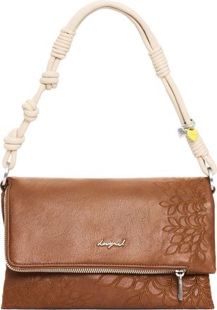 Desigual Embroidered Logo Charm Crossbody Bag in Camel at Nordstrom