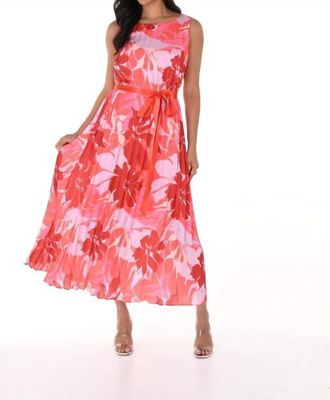 Frank Lyman Design Crackled Fabric Dress In Orange/red
