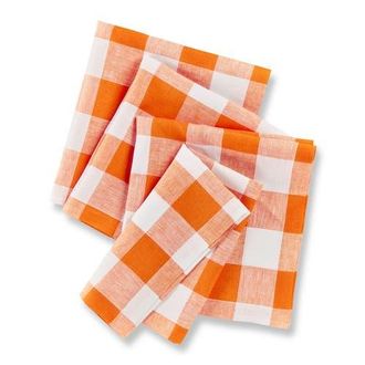 Solino Home Linen Dinner Napkins - Buffalo Check, 20 x 20 in Pumpkin And White at Nordstrom, Size Large