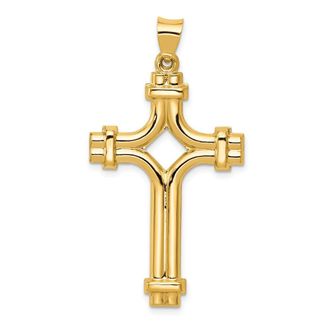 Diamond2Deal 14k Yellow Gold Polished Fancy Cross Pendant