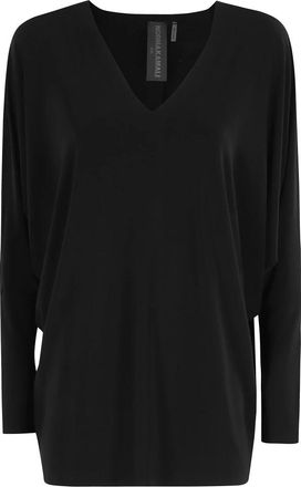 Norma Kamali Zwarte V-hals Dolman Top - Dames - V-hals truien - Zwart - XS - Polyester - Truien & Vesten