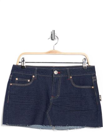 Madden Girl Raw Hem Denim Miniskirt in Dark Rinse at Nordstrom Rack, Size X-Large