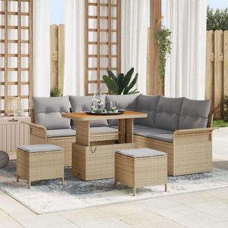 vidaXL Vidaxl - Conjunto De Sof&aacute; De Jard&iacute;n Con Coj&iacute;n 8 Pcs Beige, Gris Claro