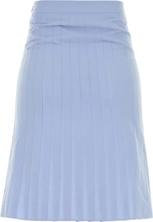 Maison Margiela Womens Pleated Cotton Skirt Blue