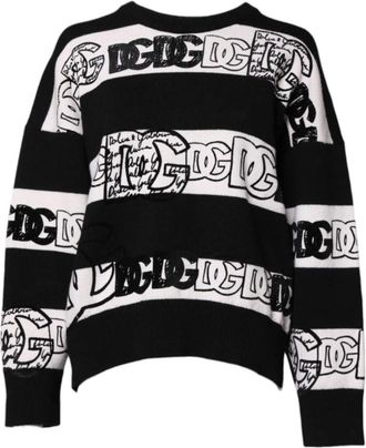 Dolce & Gabbana Luxe Logo Print Kasjmier Trui - Dames - Cashmere truien - Veelkleurig - S - Kasjmier - Truien & Vesten