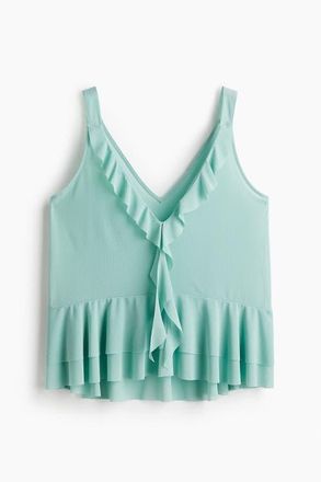 H&M Flounced Vest Top in Light Turquoise at Nordstrom, Size Xx-Small