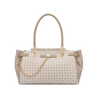 Pollini Bicolore tas met dubbele handgreep - Dames - Tassen - Beige - Maat: ONE Size Leer