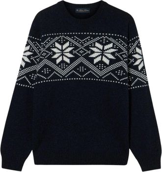 Brooks Brothers Maglione Jacquard Norvegese - - Knitwear - Uomo - Blu - XL