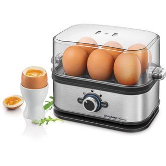 Tescoma 909100 Cuociuova elettrico per 6 uova, 3 programmi di cottura, acciaio inossidabile, linea President - Tescoma