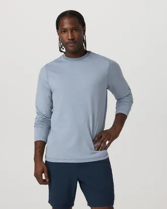 Vuori Clothing Long Sleeve Ponto Performance Tee | Blue Dusk Heather | Medium