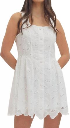 Entro Scallop Eyelet Sleeveless Mini Dress In White