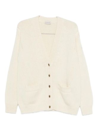 Moncler V-neck cardigan - women - Virgin Wool/Cashmere - M - Neutrals