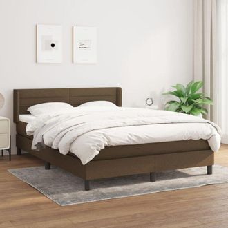 vidaXL Vidaxl - Cama Box Spring Con Colch&oacute;n Tela Marr&oacute;n Oscuro 140x200 Cm