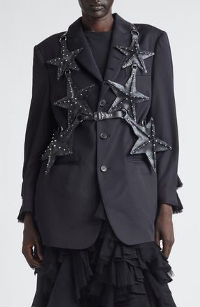Comme Des Gar&ccedil;ons Studded Faux Leather Star Harness in Black at Nordstrom, Size Small