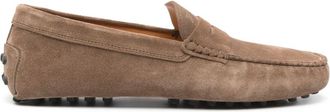 Tod's Su&egrave;de loafers met iconische rubberen zool - Heren - Loafers - Bruin - 40 EU - Su&egrave;de - Schoenen