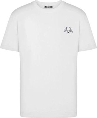 Moschino T-shirt Laurel Crown Logo - unisex - T-shirts - Wit - M - Katoen - Tops