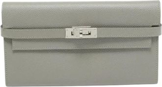 Herm&egrave;s Tweedehands leren portemonnees - Dames - Vintage Accessoires - Grijs - ONE Size - Vintage