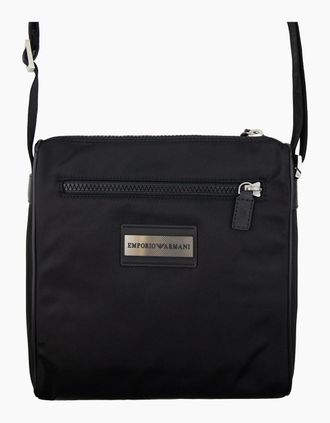 Emporio Armani Mens Emporio Armani Badge Nylon Cross Body Messenger Bag Black - Size: OS