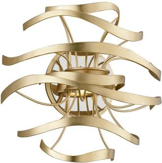 Hudson Valley Lighting Calligraphy Aplique De Pared De 2 Luces Hoja De Oro Inoxidable Pulido, Vidrio, 2700k