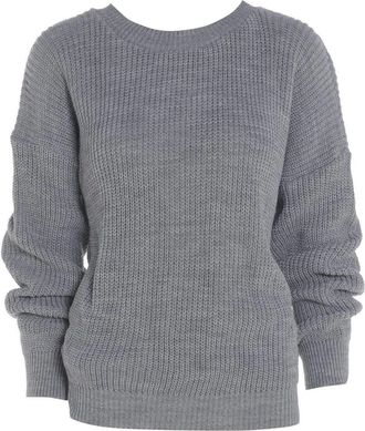 Janisramone Oversized New Ladies Womens Chunky Baggy Jumper Knitted Sweater Thick Top S-3XL 8-26 Grey