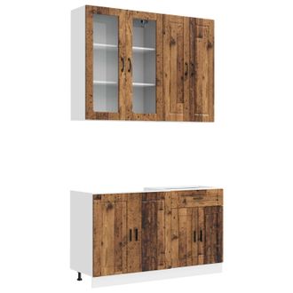 vidaXL Unidad De Cocina Porto 4 Uds. Madera Envejecida Vidaxl