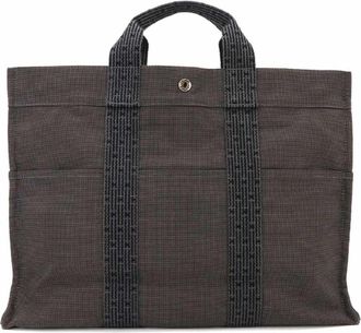Herm&egrave;s Gray Canvas Tote Bag (Pre-Owned)