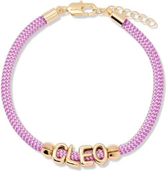 Brook & York Breezy Name Bracelet in Gold/fuschsia at Nordstrom
