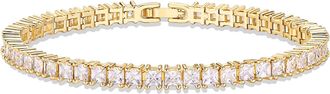 Liv Oliver 18K Gold Cz Princess-cut Eternity Tennis Bracelet