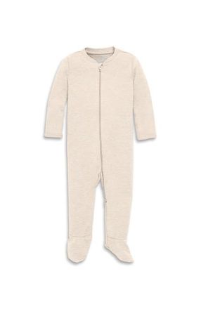 primary Baby Organic Zip Footie In Solid in Oatmeal Heather at Nordstrom, Size Newborn