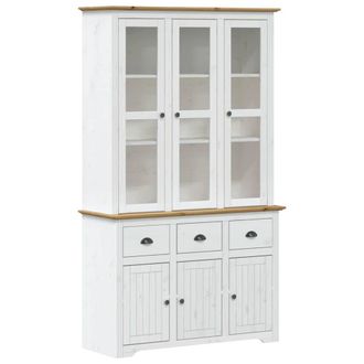 Berkfield Home Highborad BODO White & Brown 115.5x43x200.5cm Solid Wood Pine | Size: 115.5x43x200.5 cm