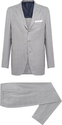 Kiton Cashmere Grijze Suit - Heren - Business pakken - Grijs - 3XL - Wol - Kostuums