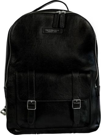 The Bridge Zwarte leren rugzak met flap en haak - Dames - Rugzakken - Zwart - ONE Size - Leer - Tassen