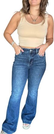 Judy Blue High Waisted Trouser Flare Jeans In Blue