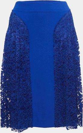 Joseph Blue Crepe & Lace Trim Detail Pleated Short Skirt