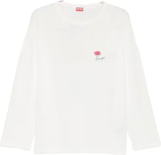 Kenzo Tulip Long Sleeve Relax T-Shirt - female - Kenzo - Long Sleeve T-Shirts - White - L - Tops