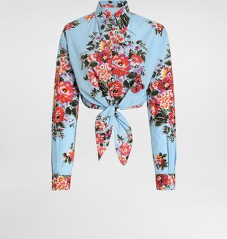 Dolce & Gabbana Flower Bouquet-print Cotton Shirt - Woman Shirts And Tops Multicolor 36