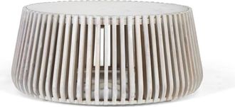 Giner&Colomer Mesa de centro redonda de mármol blanco y madera de mango