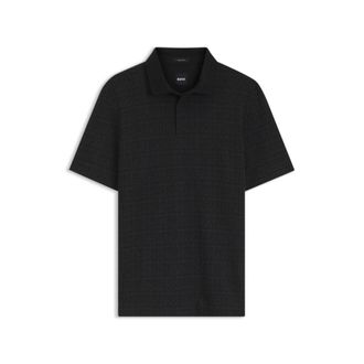 BOSS Cotton polo shirt with two-tone jacquard
