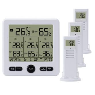 OEM Estaci&oacute;n Meteorol&oacute;gica Inal&aacute;mbrica Con Sensor Exterior, Radio Digital, Pantalla De Term&oacute;metro, Higr&oacute;metro Y 3 Sensores Interiores Y Exteriores
