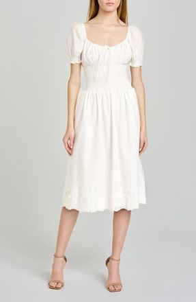 Wayf x Hannah Lovey Porter Dahlia Eyelet Detail Cotton Dress in Ivory at Nordstrom, Size X-Small