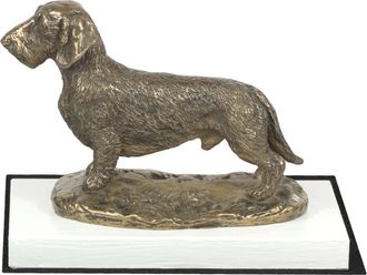 OEM Teckel De Pelo Duro - Estatuilla De Perro, Figura Sobre Base Blanca, Trofeo Para Exposici&oacute;n Canina De Art-dog